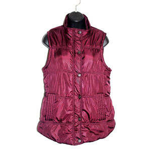 Indigo Saints Women’s Burgundy Puffer Vest Size M Sleeveless Lightweight Quilted